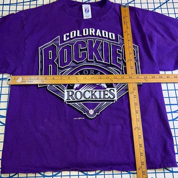 Vtg Colorado Rockies T-Shirt Size Large Logo 7 Short Sleeve Logo Graphic - Picture 8 of 8